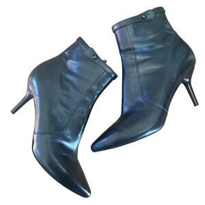 Via Spiga Madeline black Leather Stilettos Ankle Boots Booties size 7.5